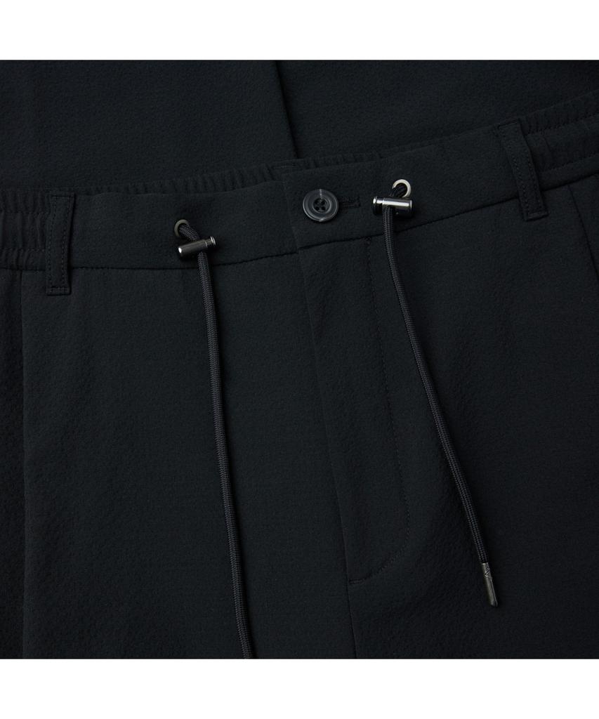 Keoseuuteommellou Black Curved Drawstring Seersucker Pants Cwpam26342Bkx