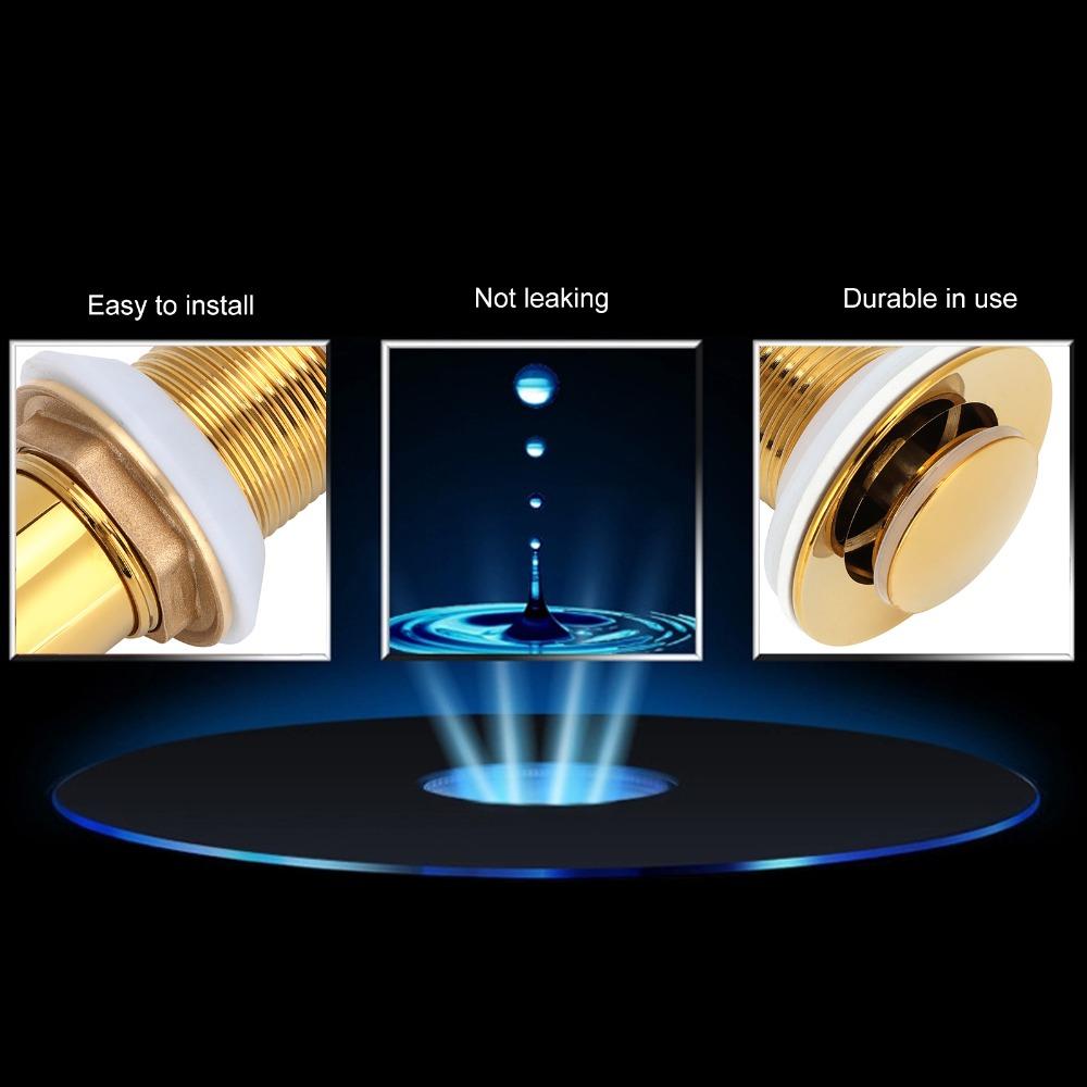 Gold Sink Drain Push Bounce Drain Stopper Anti Clog Basin Drain Stopper Wash Basin