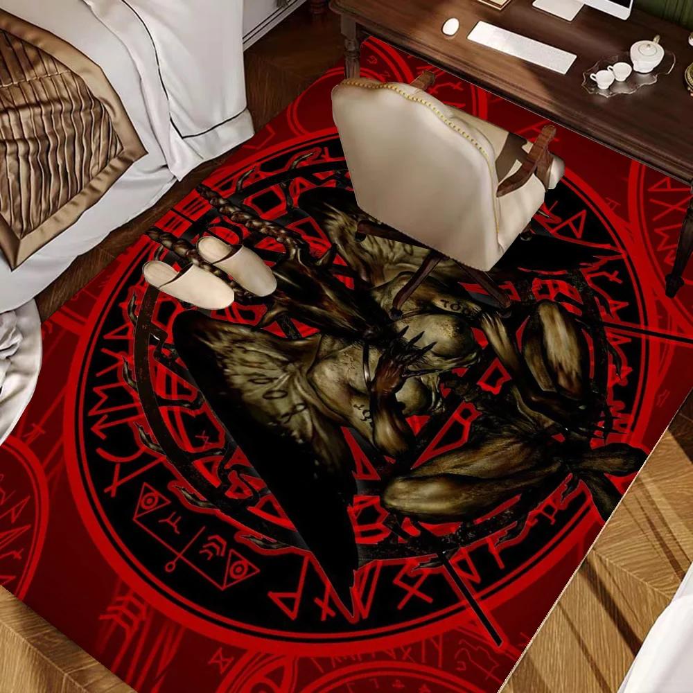Satanic Baphomet Floor Mat INS Style Soft Bedroom Floor House Laundry Room Mat Anti-skid Household Carpets