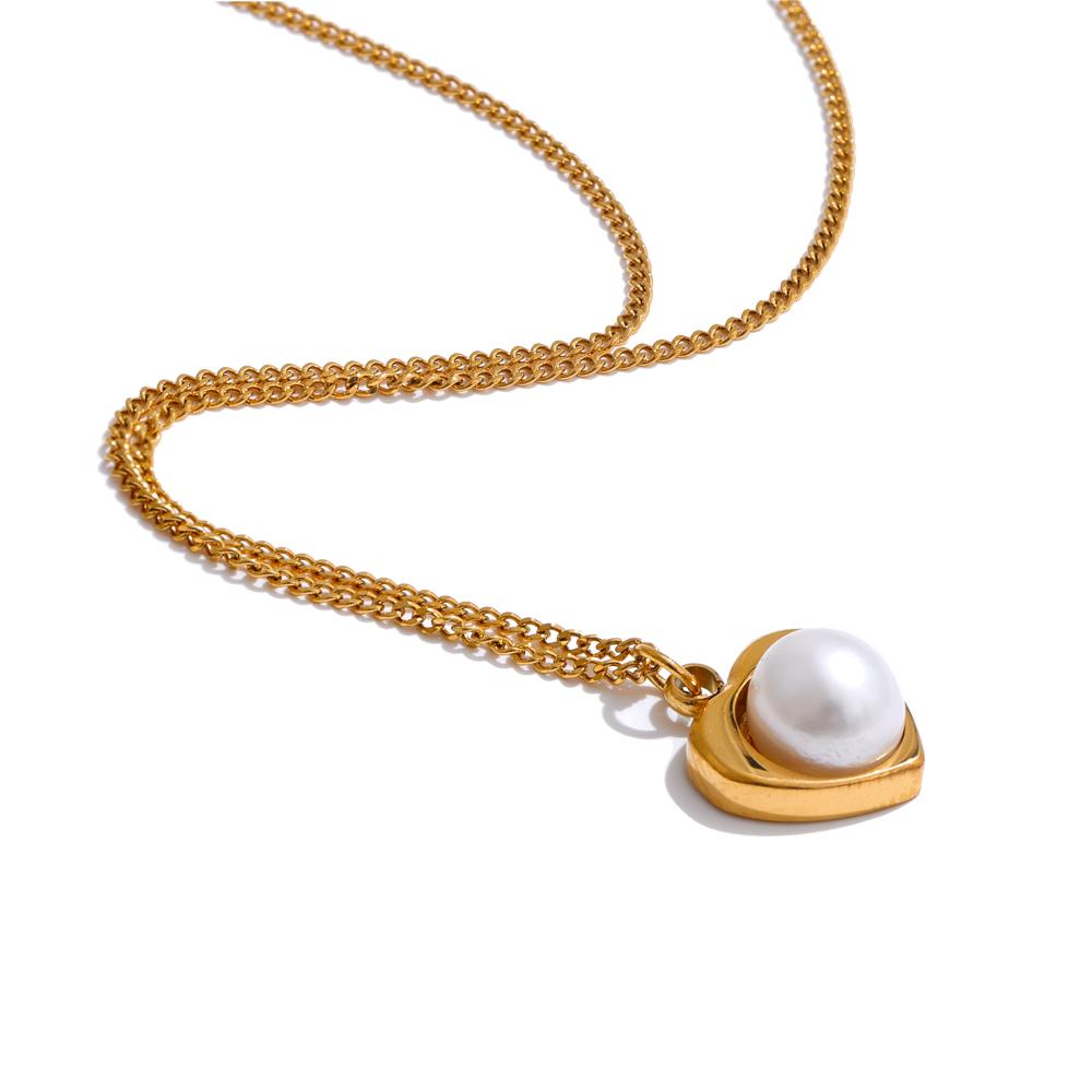 

Yhpup Korean Exquisite Natural Pearl Heart Drop Fashion Necklace 18K PVD Plated Stainless Steel Trending Jewelry 2025 Gift