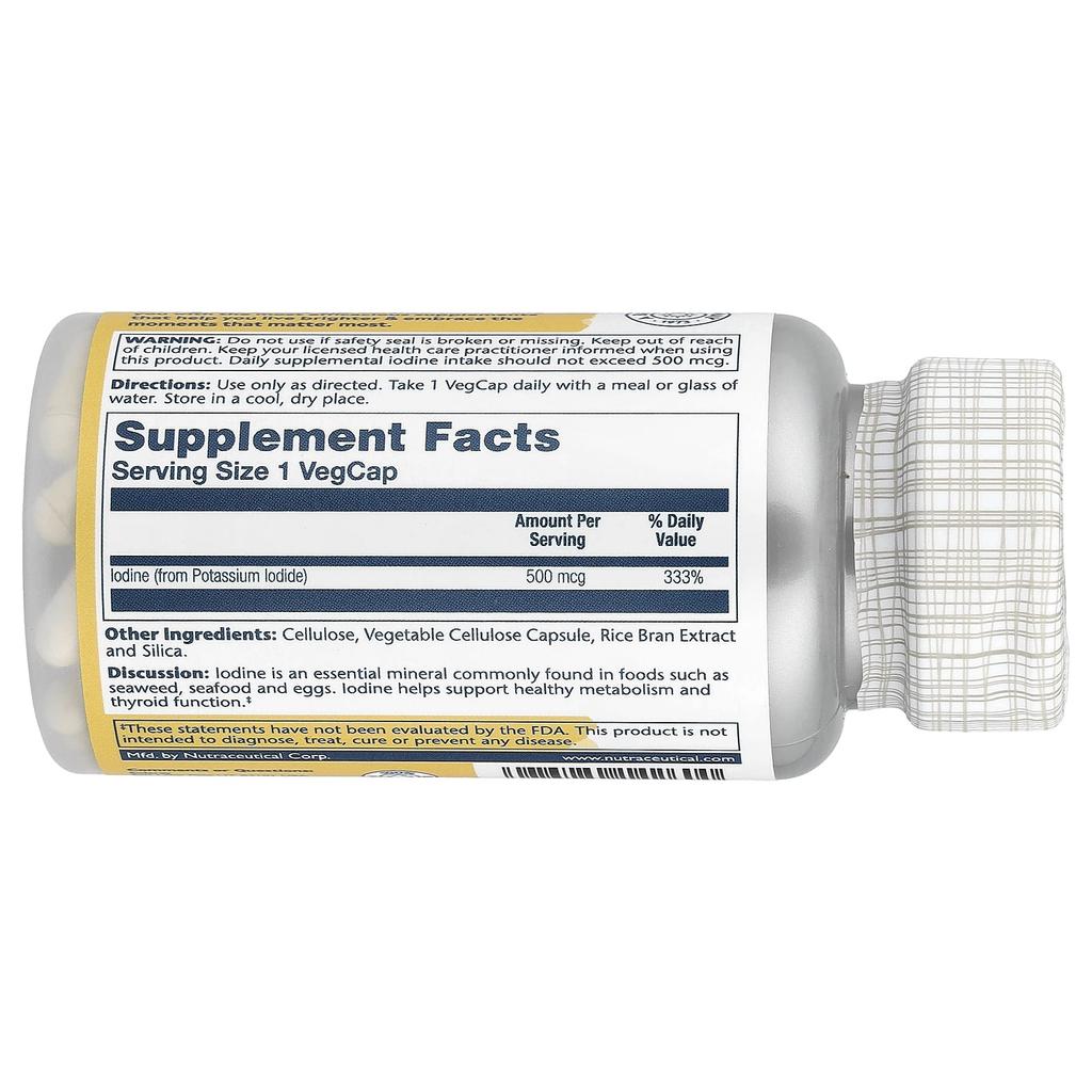 Potassium Iodide Extract Iodine, 500Mcg, 30 Veggie Capsules