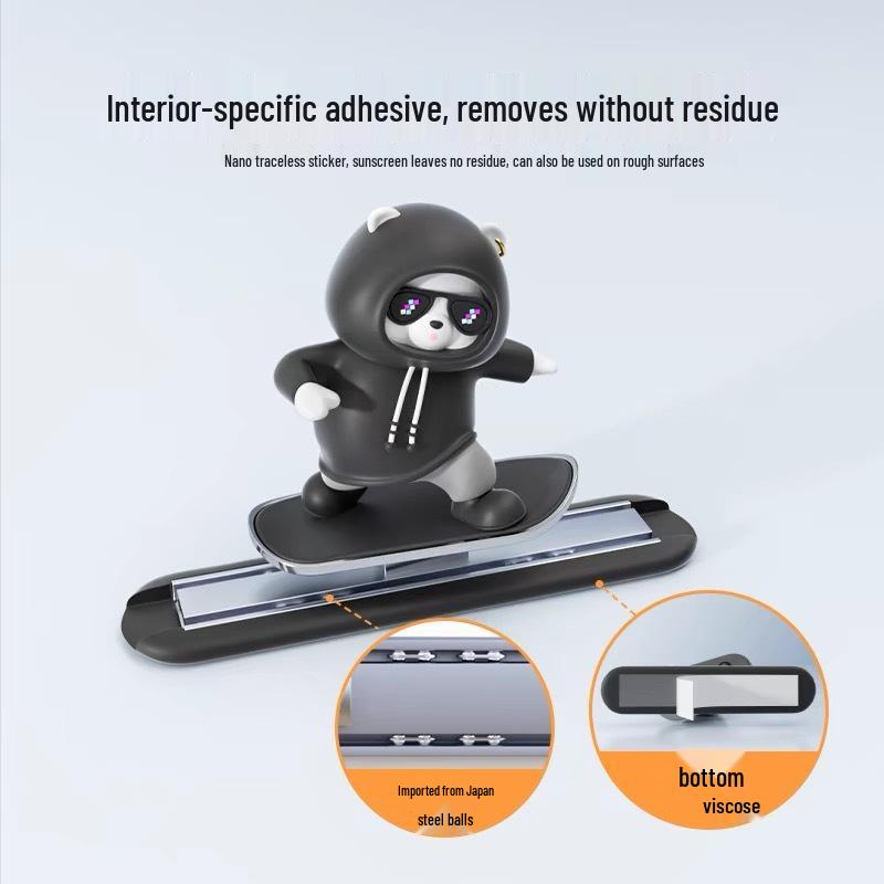 2025 Cross-Border Car Dashboard Bear Skateboard Ornament - Moving Cartoon Little Bear Decor