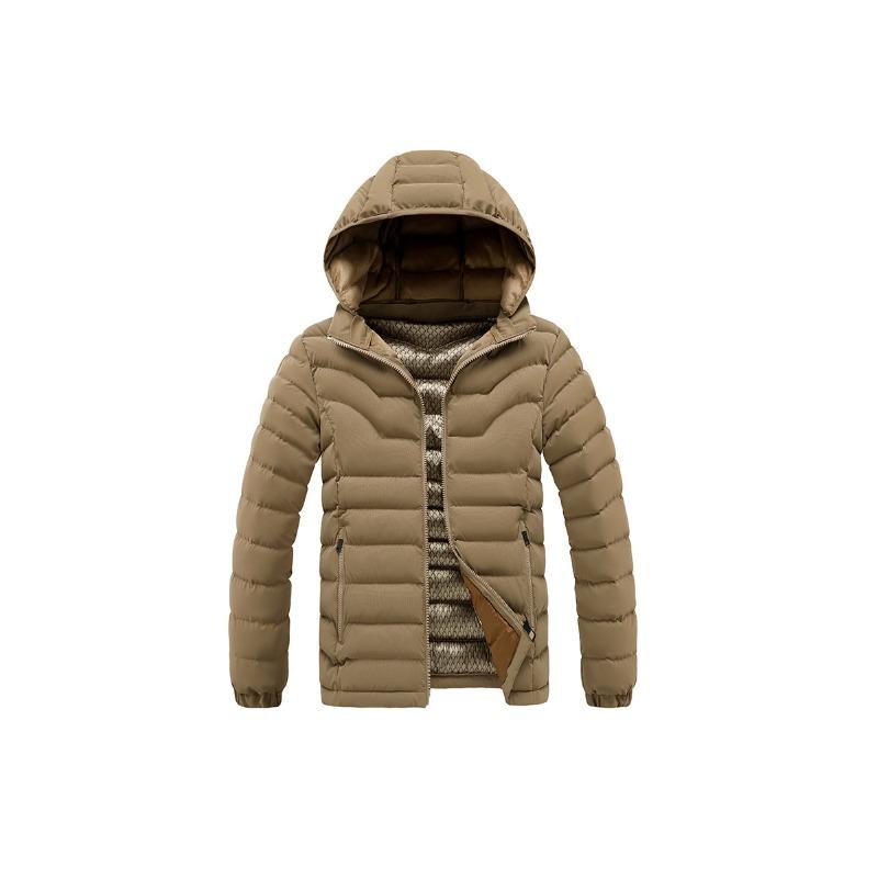 Lightweight Cotton Coat Men's Winter Solid Color Graphene Slim Fit Removable Hat Thickened Hooded Jacket Men