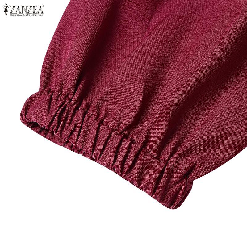 ZANZEA Women Casual Round Neck Loose Long Sleeve Muslim Dress