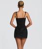 2026 Women's French Style Bodycon Square Neck Sleeveless Dress with Lace-up Waist