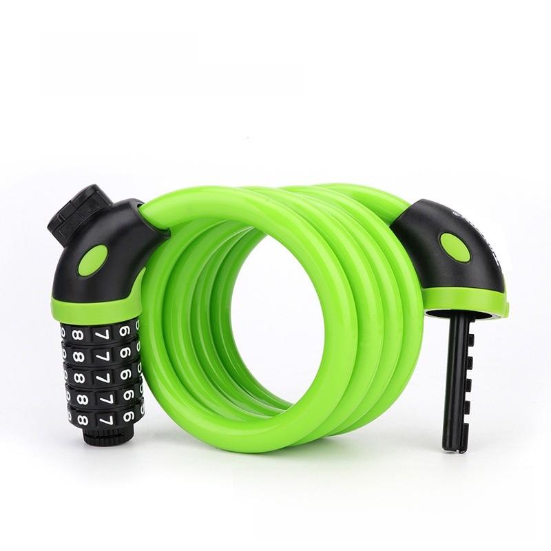 Bicycle Lock Five Digit Combo Steel Wire Lock With Keyless Security For Mountain Bike And City Cruiser