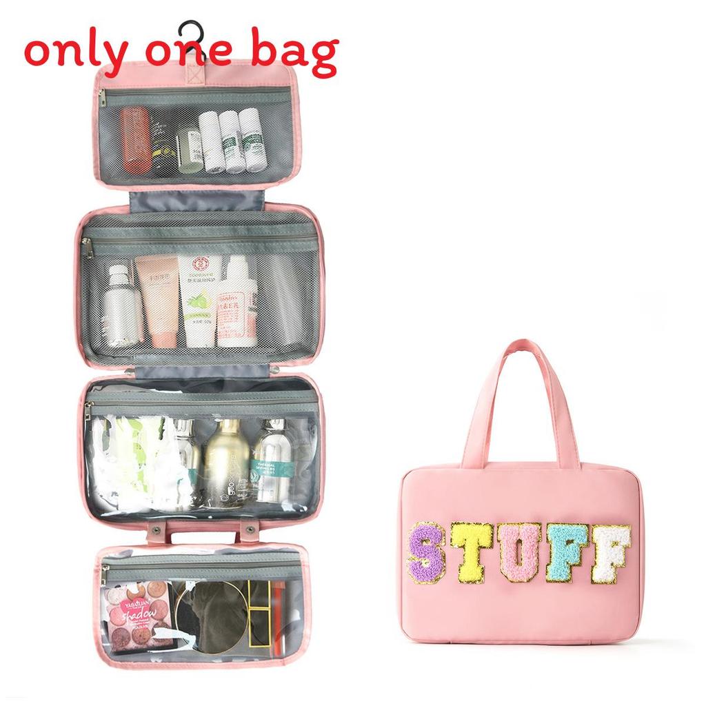 Polyester Travel Toiletry Bag With Dry Wet Separation And Hanging Design For Home And Travel Use