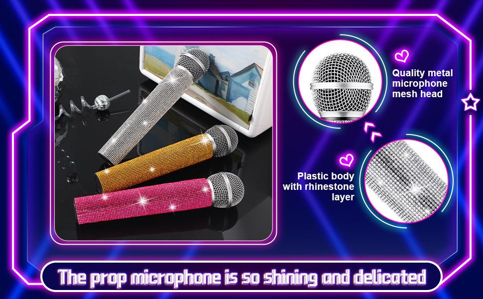 Rhinestone Diamond Microphone Cover for Children's Performance (Prop Only, Mic Not Included)