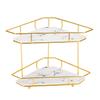 Double-Layer Storage Rack Jewelry Basket Decoration with Ceramic Panel Sundries Display Stand