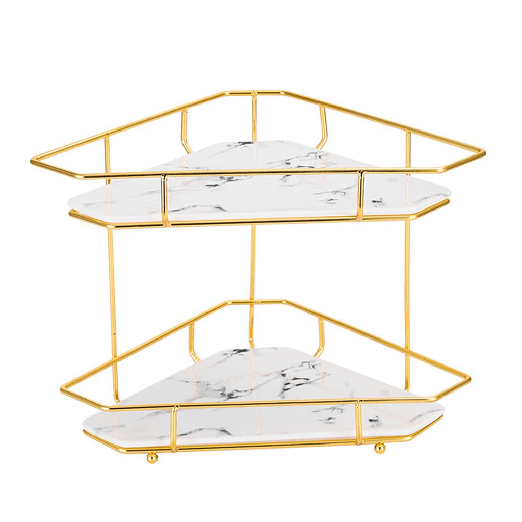 Double-Layer Storage Rack Jewelry Basket Decoration with Ceramic Panel Sundries Display Stand