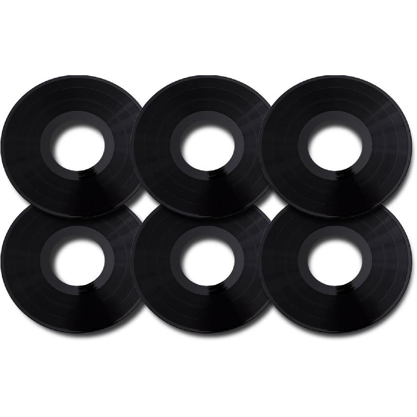 6PCS Retro Vinyl Record Coasters of 6 for Drinks, Funny Vinyl Costers for Cups, Drink Coasters Set of 6 for Music Gifts, Music Decor