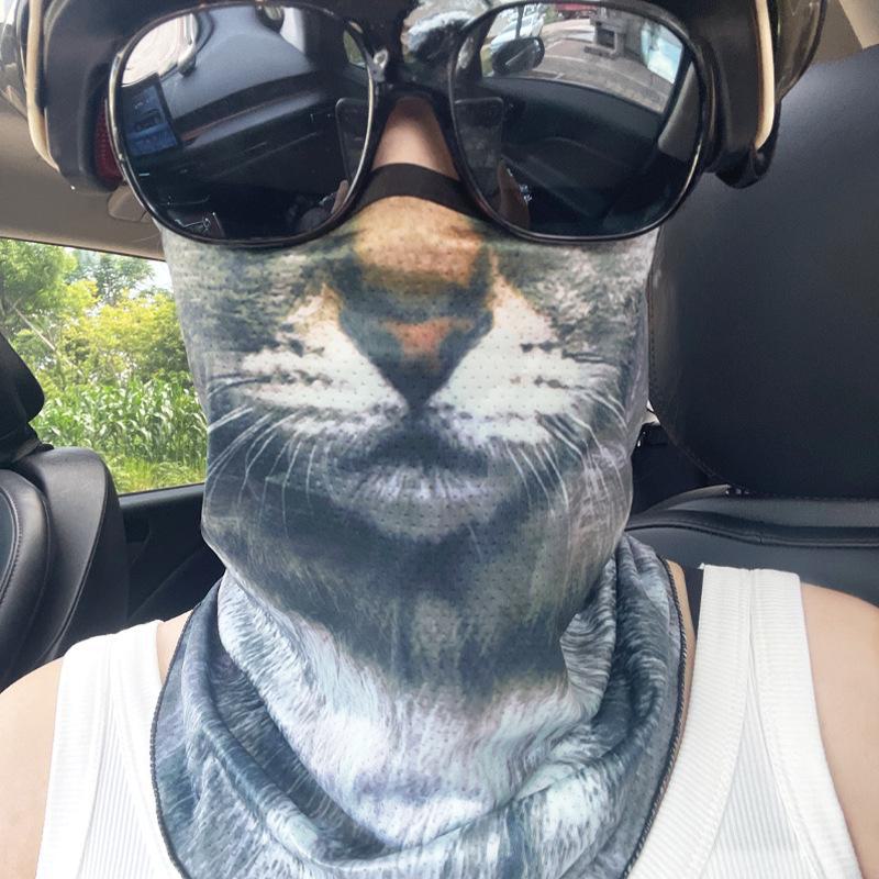 UV Protection Ear-Hanging Windproof Cycling Mask - Orange Cat Face Triangle Scarf