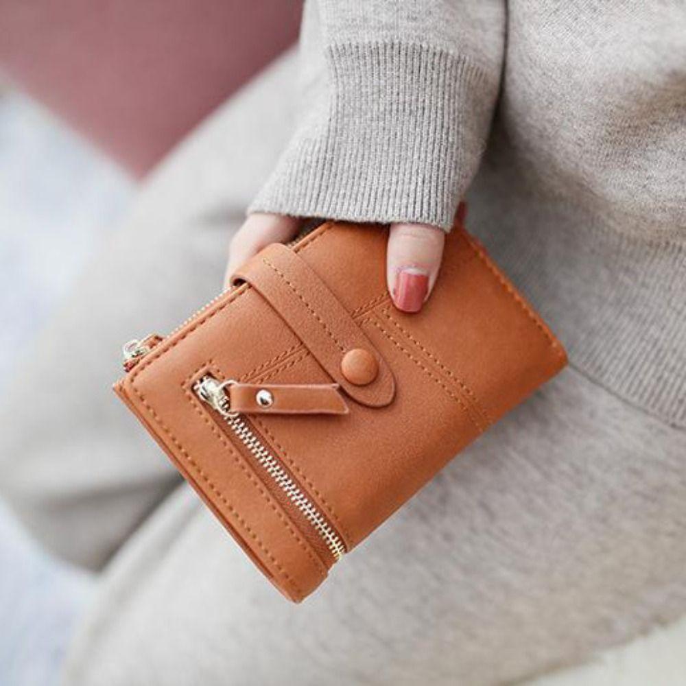 Multi-card Slot Women Card Bag Folding PU Leather Coin Purse Simple Short Women Wallets  Girl