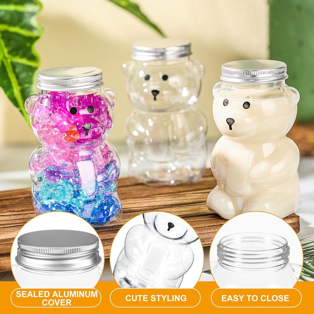 500ml Portable Cartoon Bear Transparent Bottles Cute Reusable Drink Containers for Bubble Tea Juice Milkshake Party Supplies