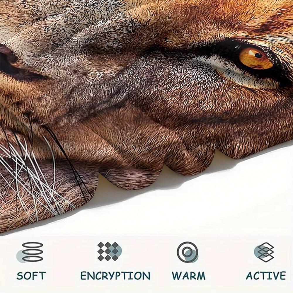 1Pc Lion Tiger Head Print Flannel Blanket, High Quality Comfortable for All Seasons, Home Decor, Warmth and Comfort, Perfect for Christmas Gifts