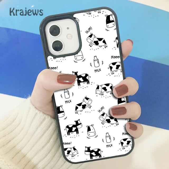 Krajews Animal Cute Cartoon Cow Soft Phone Case Cover For iPhone 17 Air 16 15 14 Plus 11 12 13 Pro Max Coque Fundas