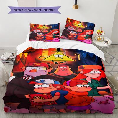 Brave Gravity Falls  Pattern Bedding Quilt Set Quilt Cover Pillowcase Home Decoration Birthday Gift (1 * Duvet Cover + 2 * Pillowcase, Without Core)
