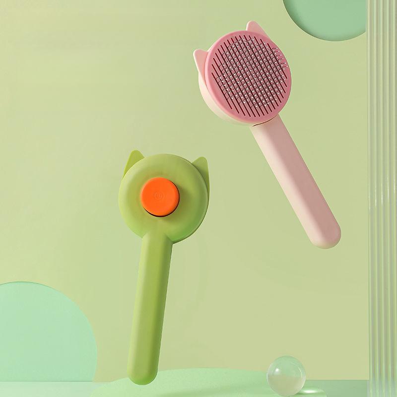 New pet comb, grooming steel needle comb for Golden Retrievers, Teddy cats, needle comb, pet brush, pet supplies Green Orange-opp Bag