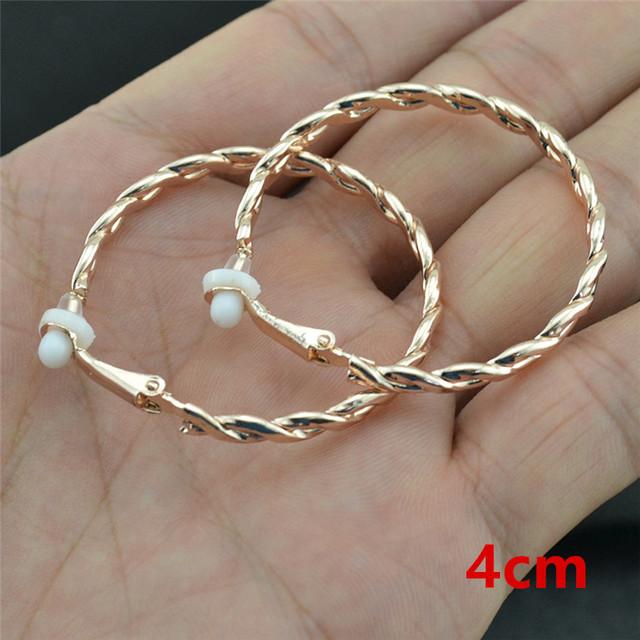 Clip On The Ear Without Piercing Earrings For Women Fashion Jewellery Accessories Rose Gold Black Double Round Threaded Earrings