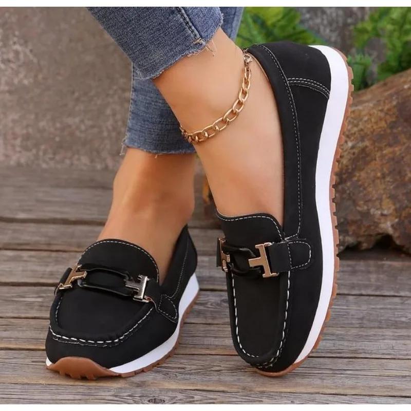 Nye Dame Ballerinaer Komfortable Hverdagssko Stilige Lette Slitesterke Pustende Loafers Slip-On Luksus Trend Klassiske Vår Dame Sneakers
