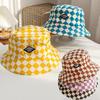 Pattern Checkerboard Kids Bucket Hat Cute Plaid Baby Boys Girls Sun Hat Soft Kids Children Fisherman Panama Caps