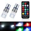 2Pcs/Set RGB LED T10 W5W Bulbs with Remote Control W5W Led 194 168 Car Reading Dome Light Car Wedge Lamp License Plate Lights