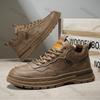 Fashion Men Casual Leather Shoes Autumn New Waterproof Work Shoes Casual Thick Soled Lace Up Anti Slip Ankle Boots Comfort Leather Botas
