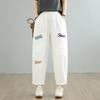 Plus Size Thin Vintage Embroidery High Waist Casual Loose Women Summer Jeans Denim Harem Pants