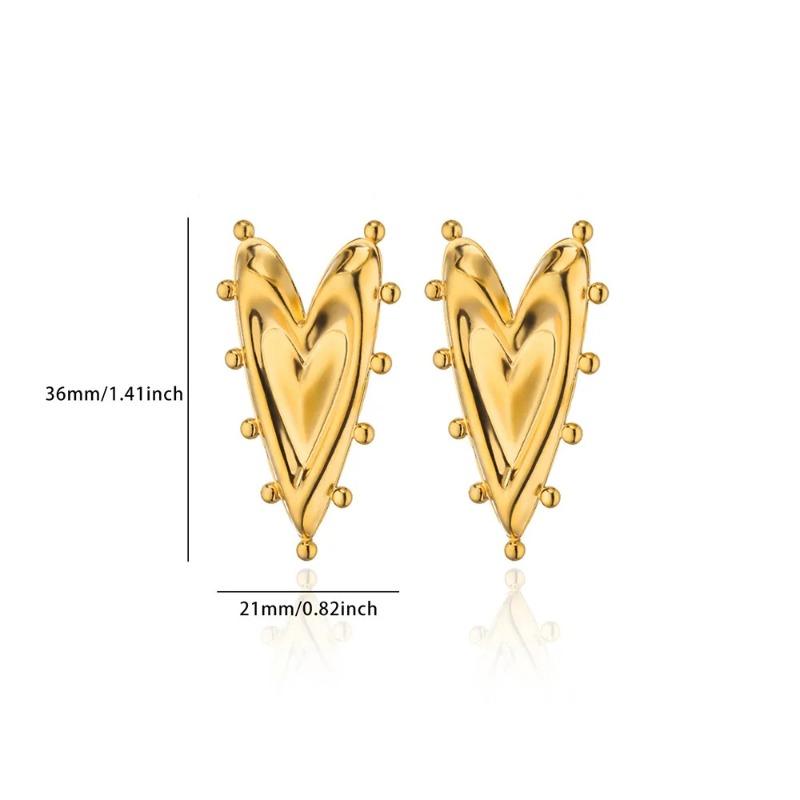 Titanium steel gold geometric love earrings fashion metal wind exaggerated personality niche high sense earrings women