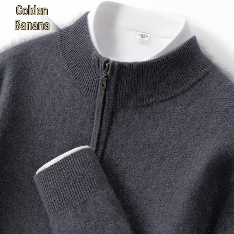 Men's Wool-Cashmere Blend Half-Zip Mock Neck Sweater