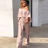 Womens Off Shoulder Long Sleeve Top Wide Leg Pants Set Casual Streetwear 2 Piece Outfit