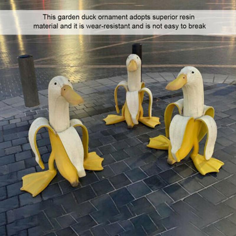Creative Art-Banana Duck Statue Peeled Banana Duck Art Garden Decor Ornament