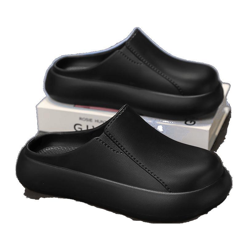 New Men's Slippers Household Waterproof One-pedal Baotou Drag Beach Non-slip Outdoor Stepping On Shit Feeling Light and Cool Slippers