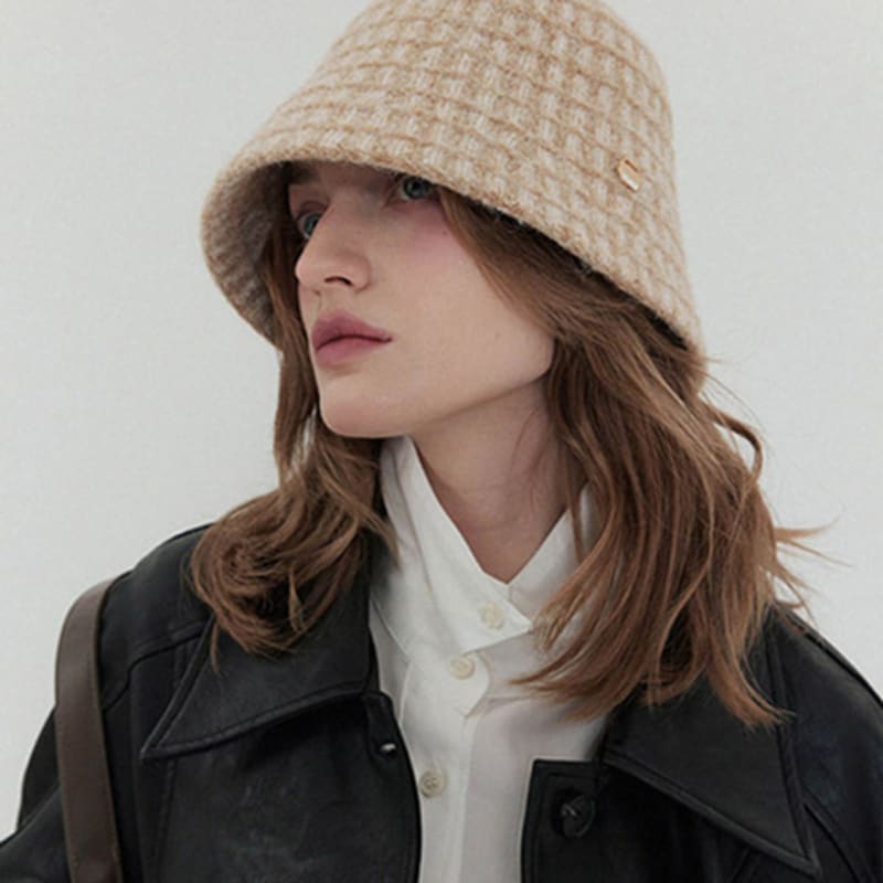 

ACCLET Шляпа-ведро из шерстяной смеси с квадратным узором Бежевый H035BE beige