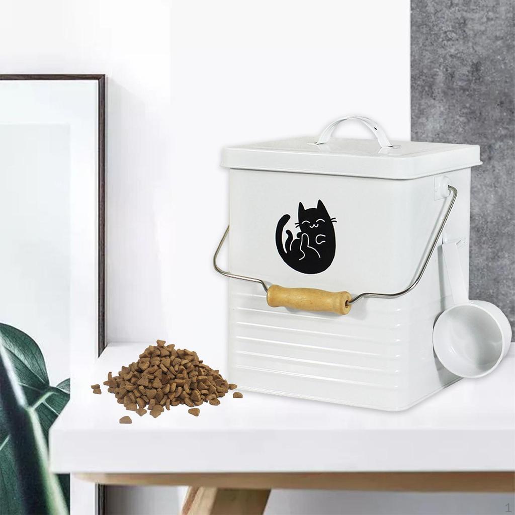 Airtight Storage Bucket Iron W/ Lid Multifunctional 8L Food Dispenser for Cereal Rice Flour