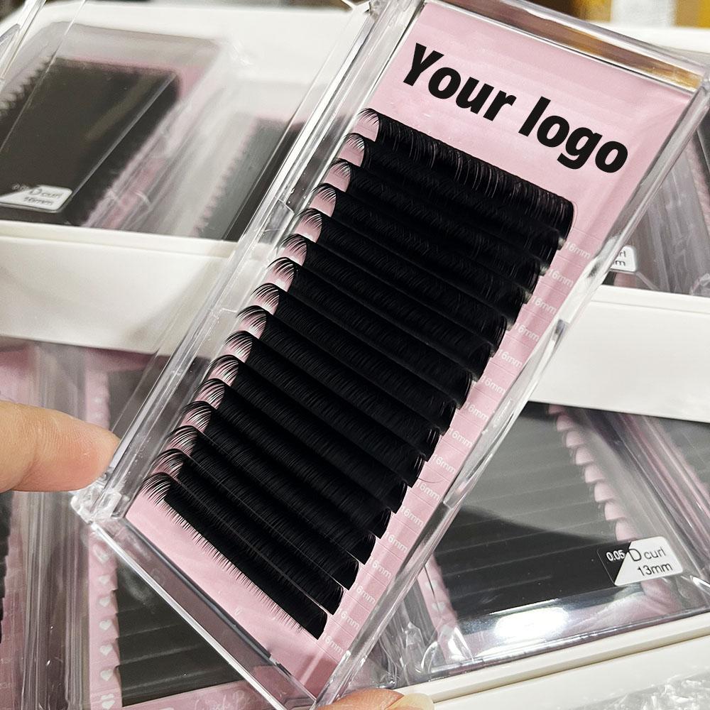 Private Label C D CC DD L M LC LD Matte Black Cashmere Lash Extensions Trays Individual Eyelash Extension Supplies