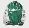 Men's Spring & Autumn Embroidered PU Leather Baseball Jacket