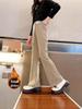 Girls' Black Plus Velvet Straight-Leg Sweatpants - New Autumn/Winter 2025 for Junior High Students