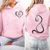 Love Heart Cat Fashion Teen Sweatshirt Fleece Autumn Winter Female Hoodies Hooded Sweatshirts Womens Cat Lover Sporwear  Tops