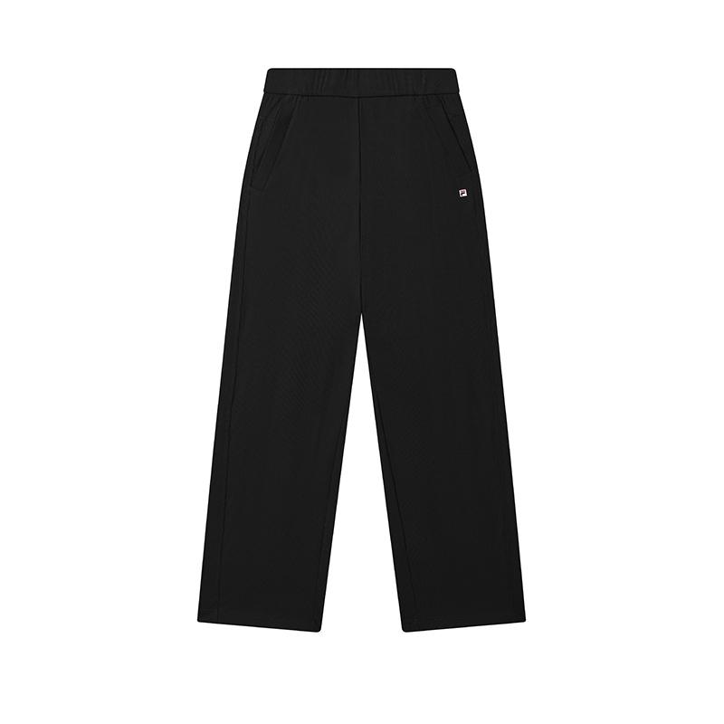 Fila Heritage Series Fitted Comfortable Mid-Rise Elastic Logo Design Knitted Sports Pants Women Pants Black F11W528603F-BK