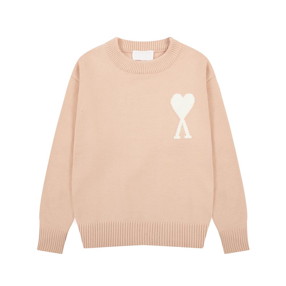 

Unisex American Heart Jacquard Knit Long Sleeve Sweater - Autumn/Winter Couple Style Small рожевий