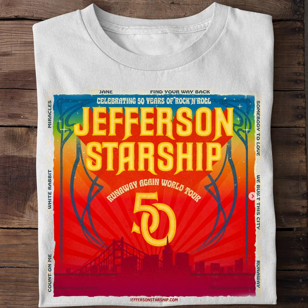 Jefferson Starship Tour 2025 Short Sleeve Unisex S to 5XL White Tshirt QT650 Unisex T-Shirt XL