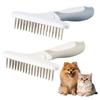 Pet Comb Anti-Slip Handle Ergonomic Curved Design Rounded Needle Tips Double-Row Stainless Steel