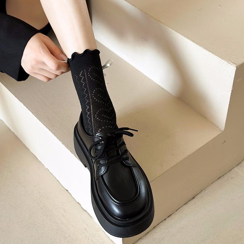 Platform small leather shoes women's new autumn women's shoes Mary Jane single shoes lace-up women