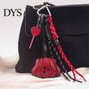 Halloween Pumpkin Bag Charm Faux Leather Keychain Pendant, with Holiday Theme Braided Rope, Decorative Accessory for Backpacks Handbags Purse