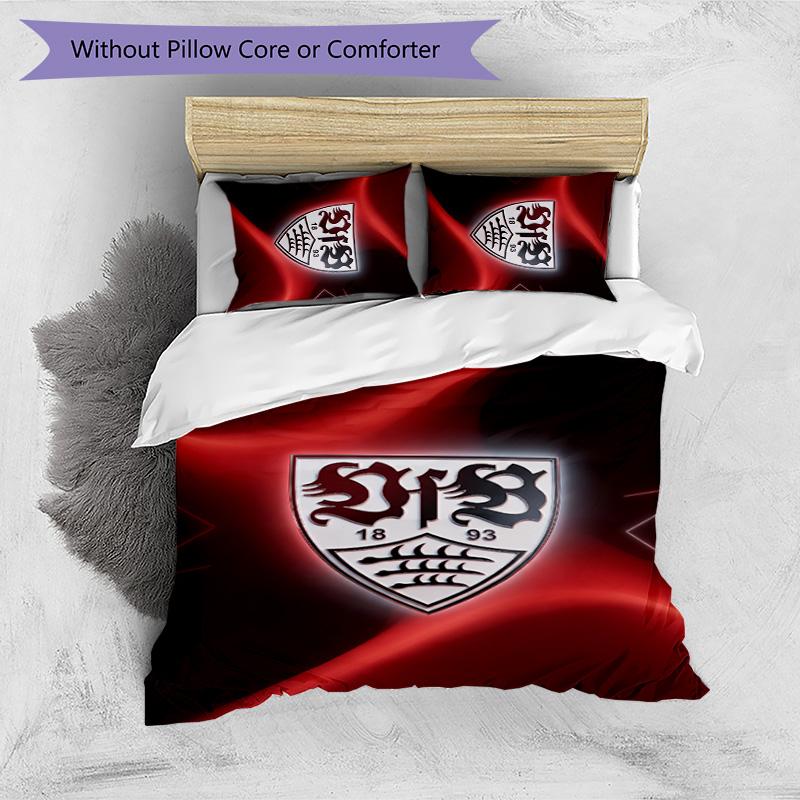 Set Lenzuola Stampato Calcio VfB Stuttgart 3 Pezzi, Comodo Set Copripiumino per Camera da Letto Amico della Pelle