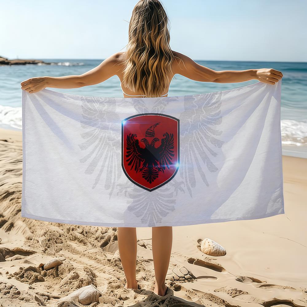 A-Albaniens flagga Handduk Strandhandduk Överdimensionerad Snabbtorkande Handduk Absorberande Mjuk Simstrandhanddukar för Män Kvinnor