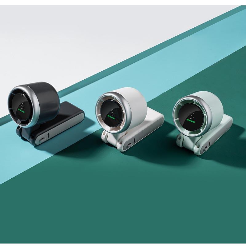 New Handheld Mini Fan Portable Neck Hanging Small Fan USB Rechargeable Fan LED Digital Display 180 Adjustable Desktop Mini Fan