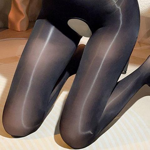 High Collar Hooded Patchwork Nylon Catsuit Shiny Bodystocking Close Open Crotch Bodysuit Tights Sexy Leotard Conjoined Jumpsuit