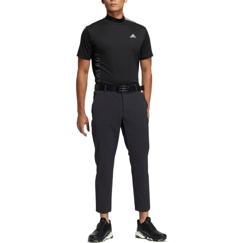 Adidas Colorblock Golf Sport Half-Zip Short Sleeve T-Shirt Men Tops Black HA3120